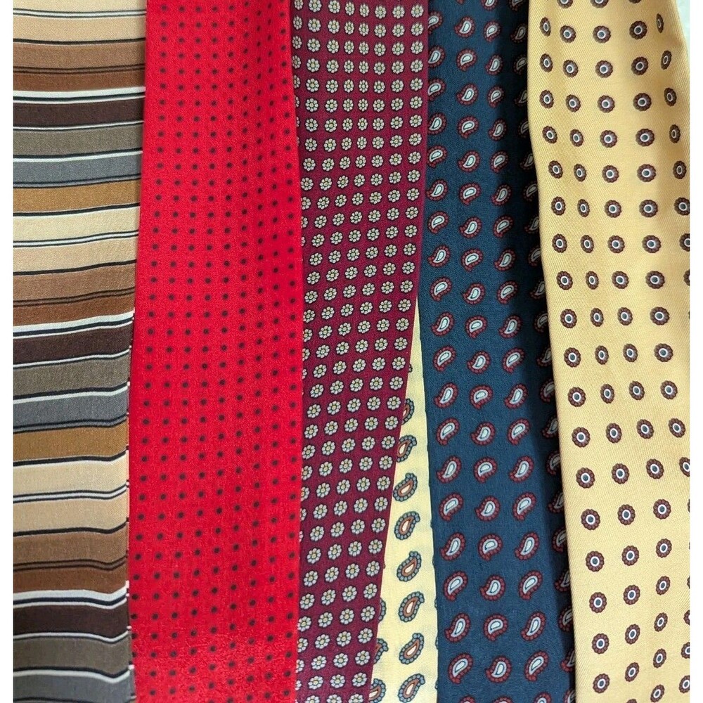 Lot Of 6 Vintage 100% Scarf Hair Wrap Neck Ties Japan 80s 90s Paisley Preppy